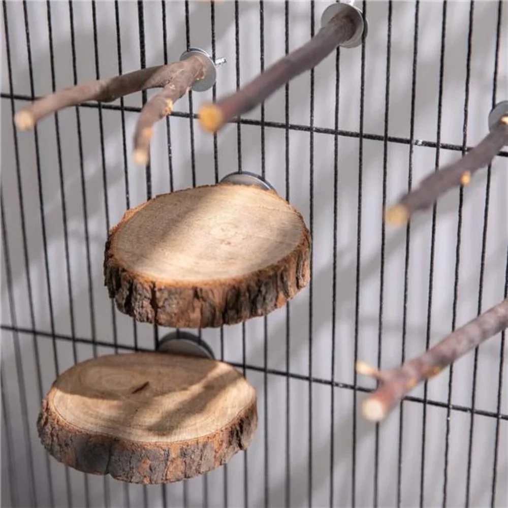 8PCS Natural Wood Bird Perch Stand-Wooden Parrot Perch Stand-Perch Platform Cage